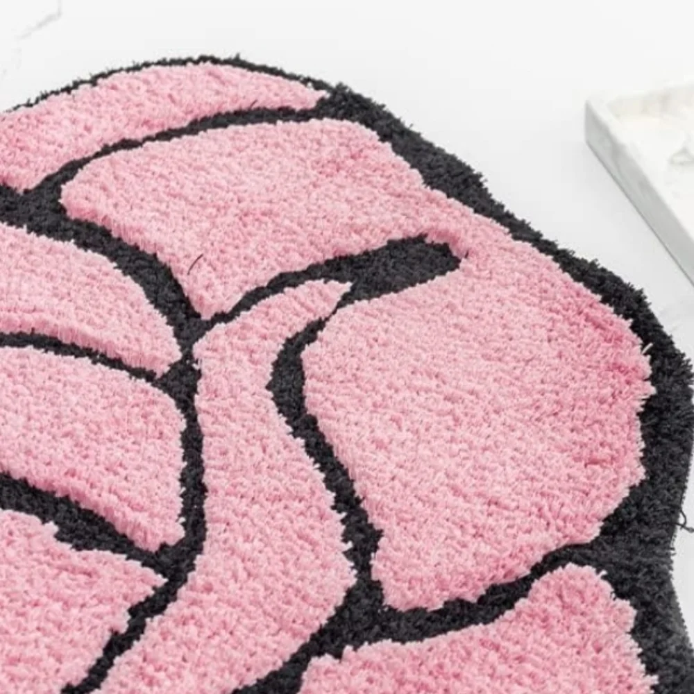 Pink Rose Shaped Bath Mat Bedroom Rug Doormat Flower Shape Floral Romantic Decor